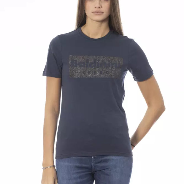 Blue Cotton Women T-Shirt