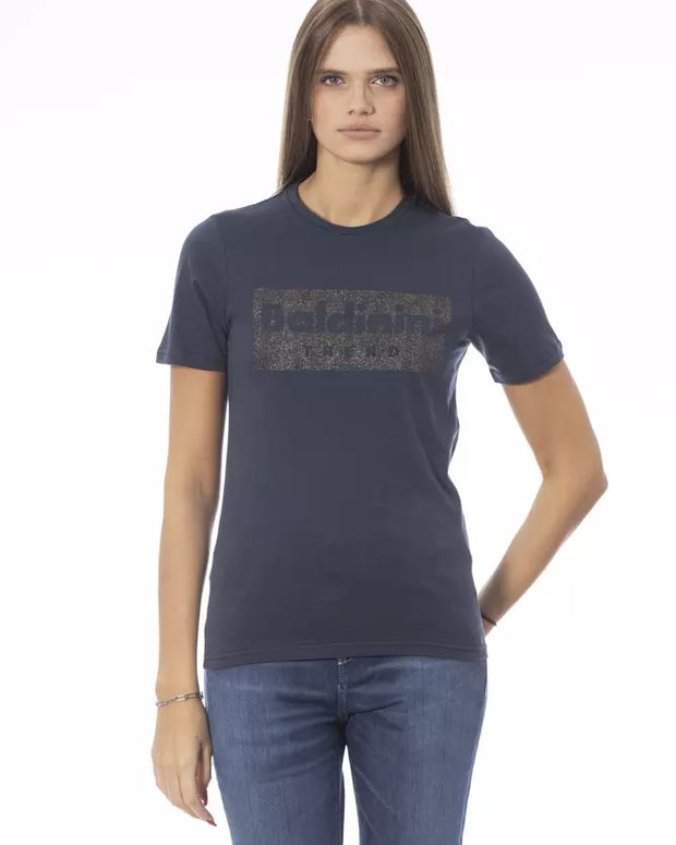 Blue Cotton Women T-Shirt