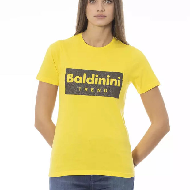 Yellow Cotton Women T-Shirt