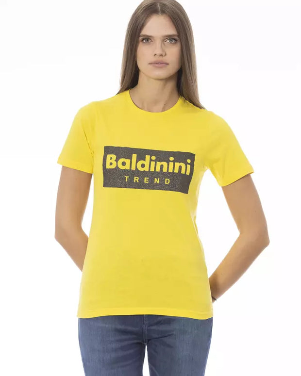 Yellow Cotton Women T-Shirt
