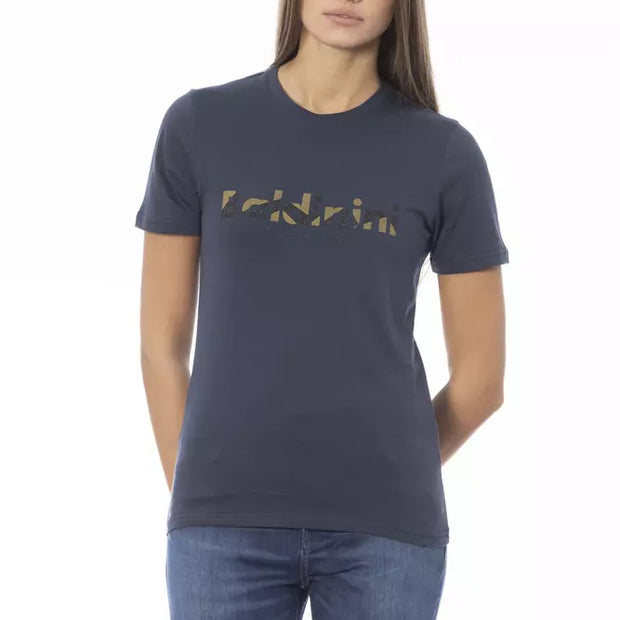 Blue Cotton Women T-Shirt