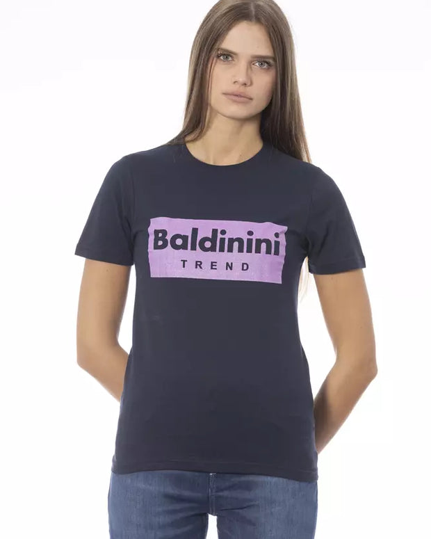 Blue Cotton Women T-Shirt
