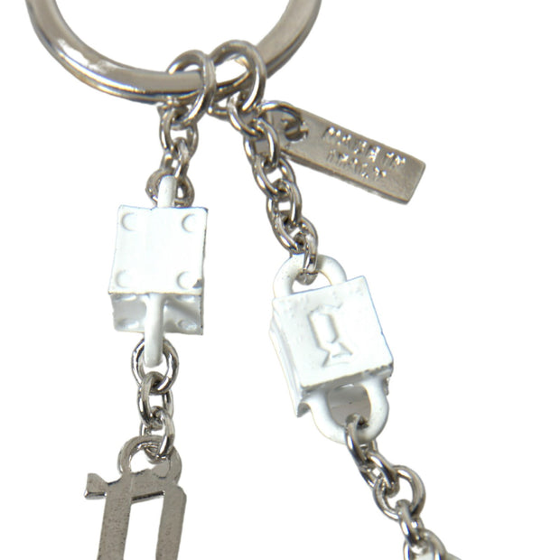 Silver Brass Logo Charm Keychain