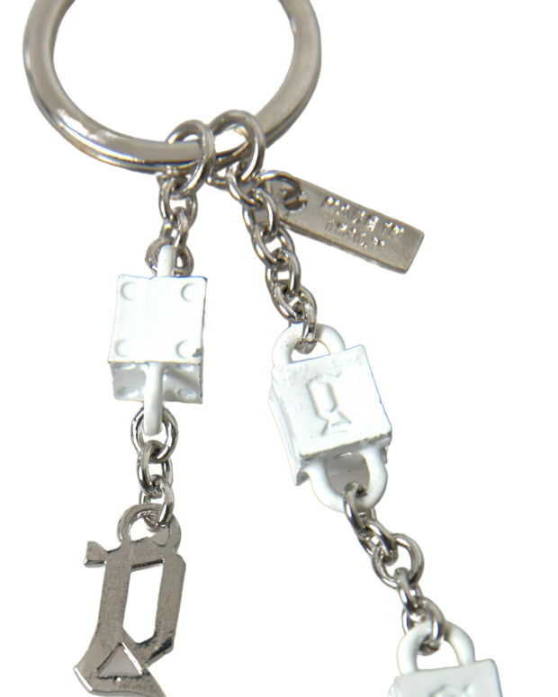 Silver Tone Metal DG Logo Engraved Keyring Keychain
