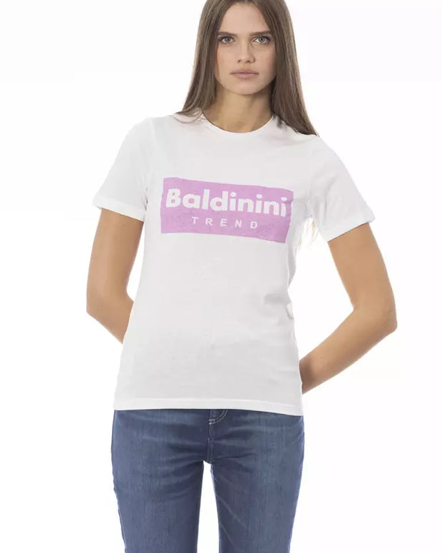 White Cotton Women T-Shirt