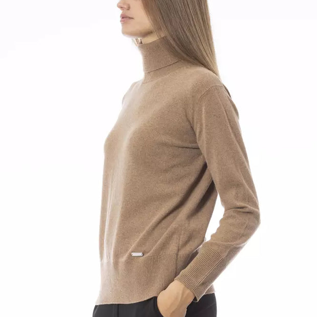 Beige Wool Women Sweater