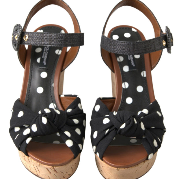 Chic Polka-Dotted Ankle Strap Wedges