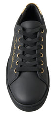 Black Gold Leather Classic Sneakers