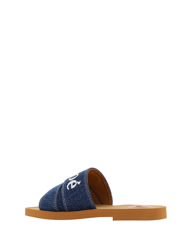 Sumptuous Cotton Woody Slide Sandals in Denim Blue