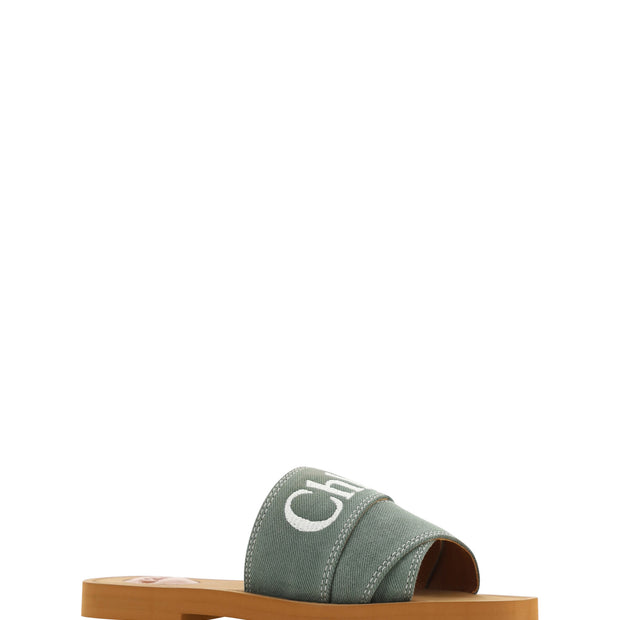 Elegant Forest Green Cotton Slides