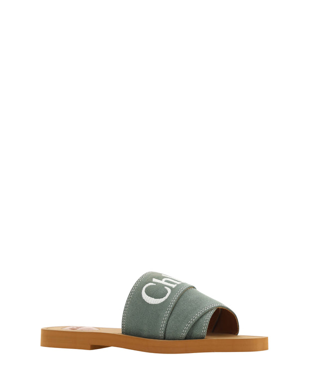 Elegant Forest Green Cotton Slides