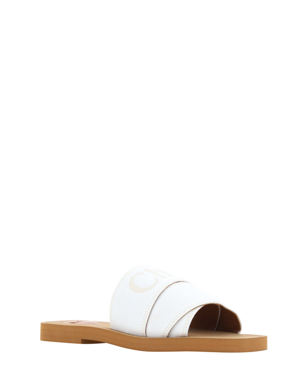 Elegant White Cotton Slide Sandals