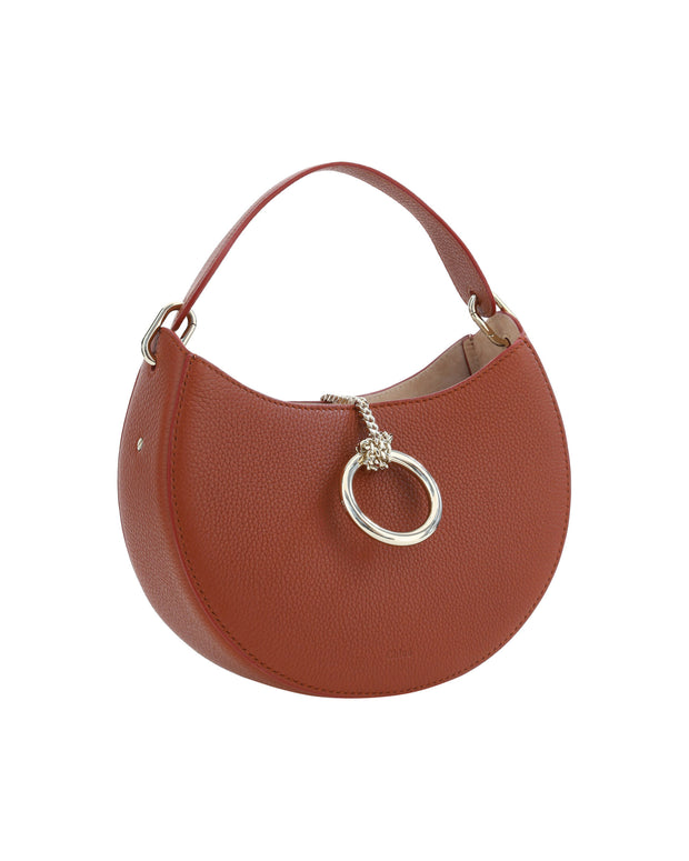 Sepia Brown Small Arlène Leather Shoulder Bag