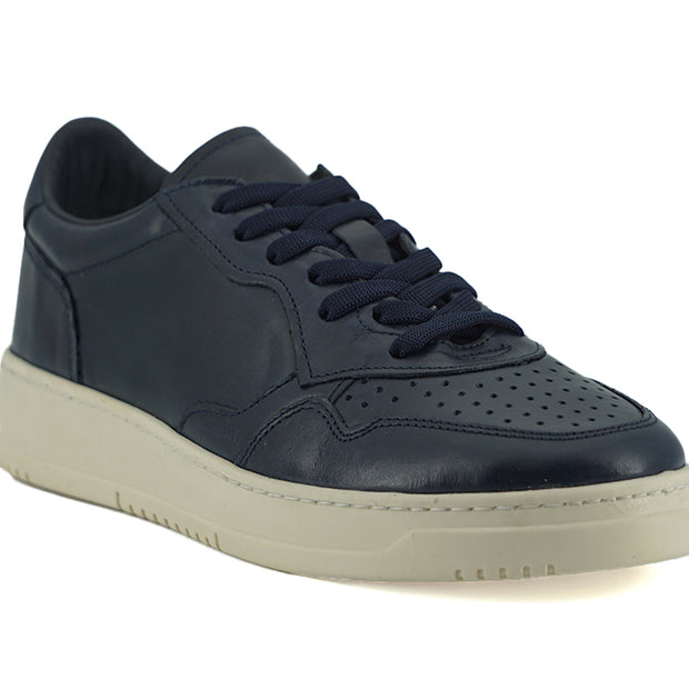 Elegant Navy Blue Leather Sneakers