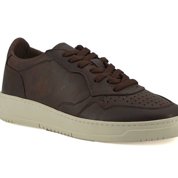 Exclusive Leather Fabric Sneakers in Brown