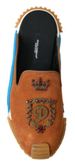 Brown Suede Crown Logo NS1 Slides Sandals