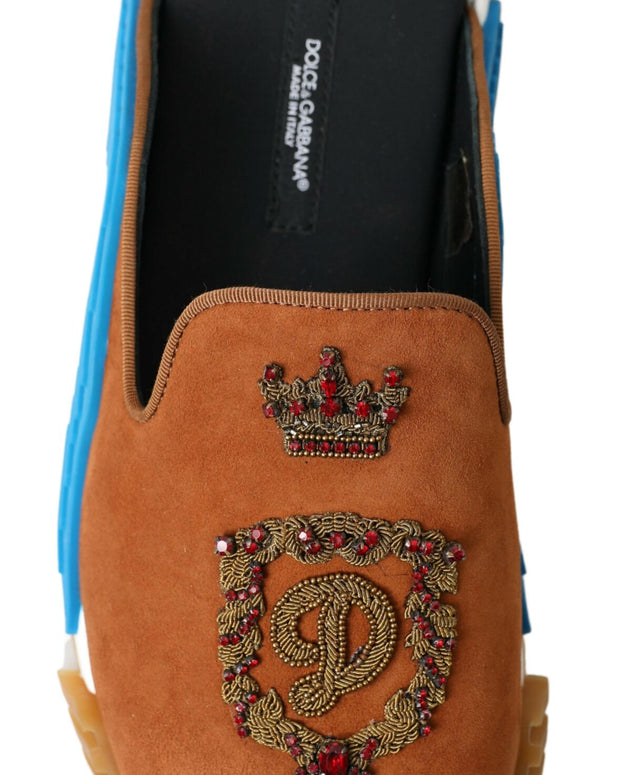 Brown Suede Crown Logo NS1 Slides Sandals