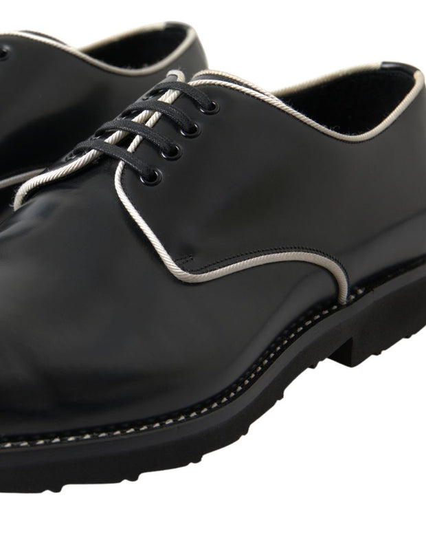 Black White Leather Formal Shoes