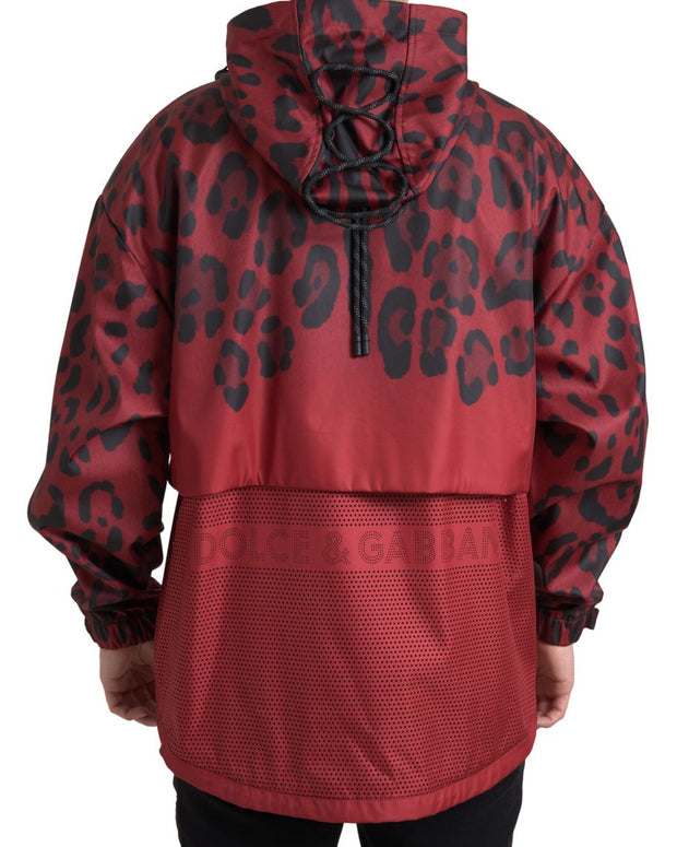 Red Leopard Hooded Rain Coat Jacket