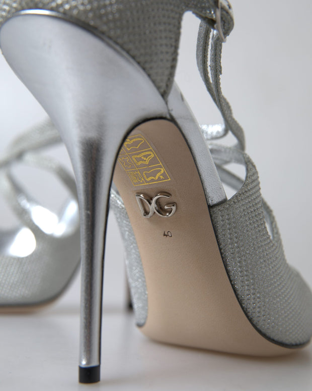 Silver Shimmers Sandals Heel Pumps Shoes