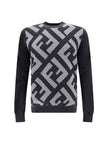 Chic Grey Wool Iconic Logo Sweater