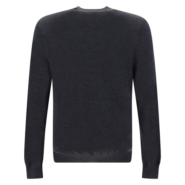 Chic Grey Wool Iconic Logo Sweater