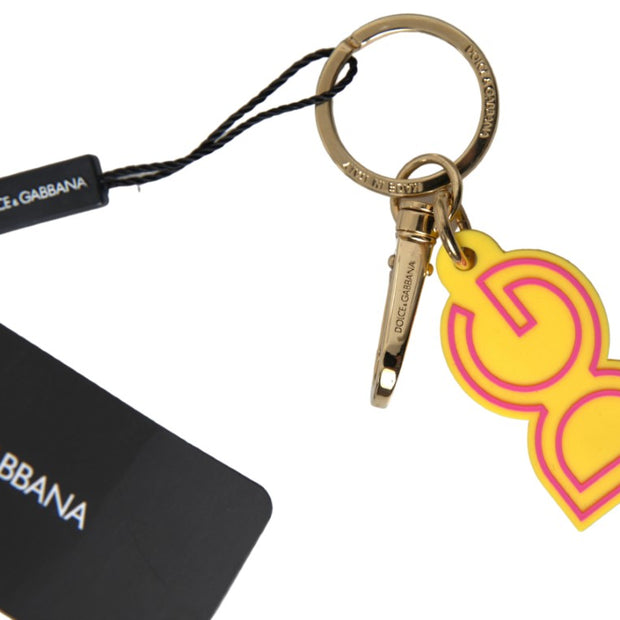 Chic Yellow Logo-Engraved Keychain