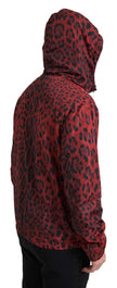 Red Leopard Hooded Bomber Full Zip Jacket