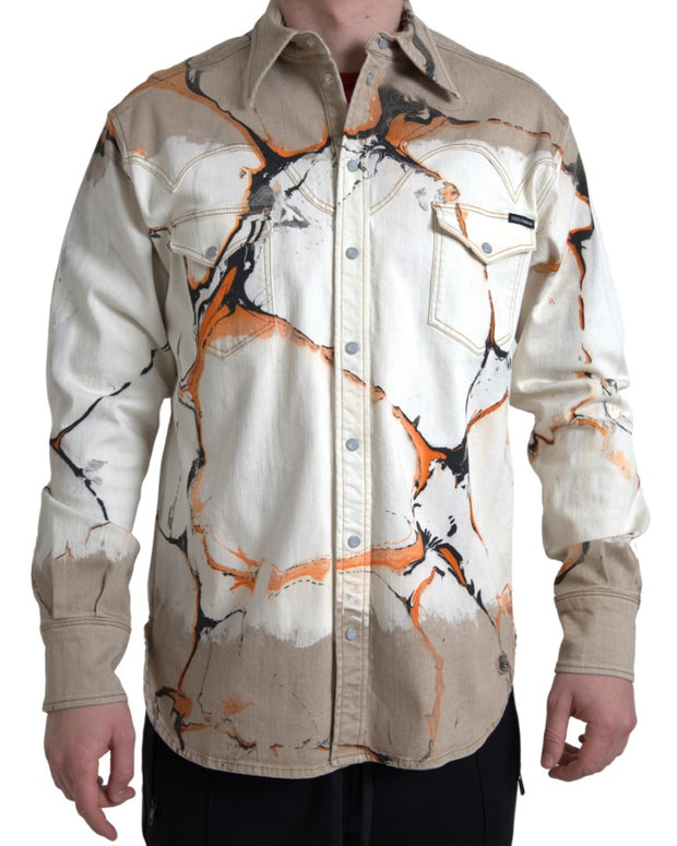 Multicolor Cotton Collared Denim Shirt