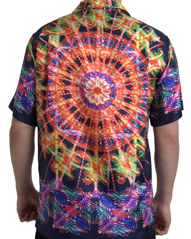 Multicolor Luminarie Print Men Shirt Silk