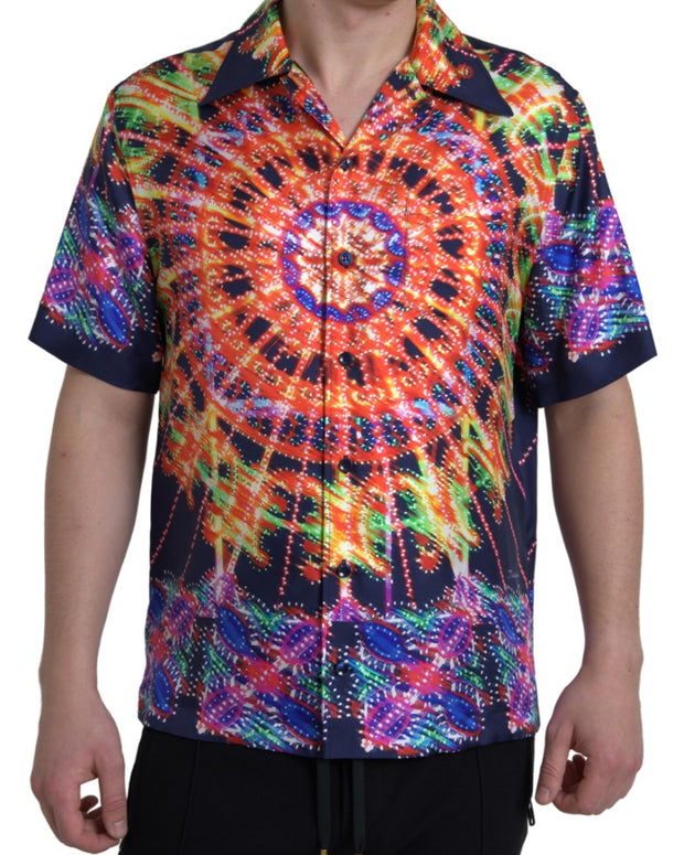 Multicolor Luminarie Print Men Shirt Silk