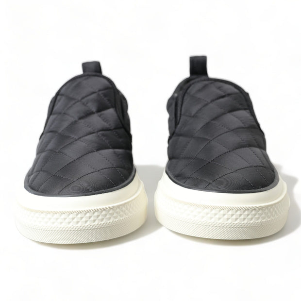 Elegant Quilted Black Canvas Sneakers