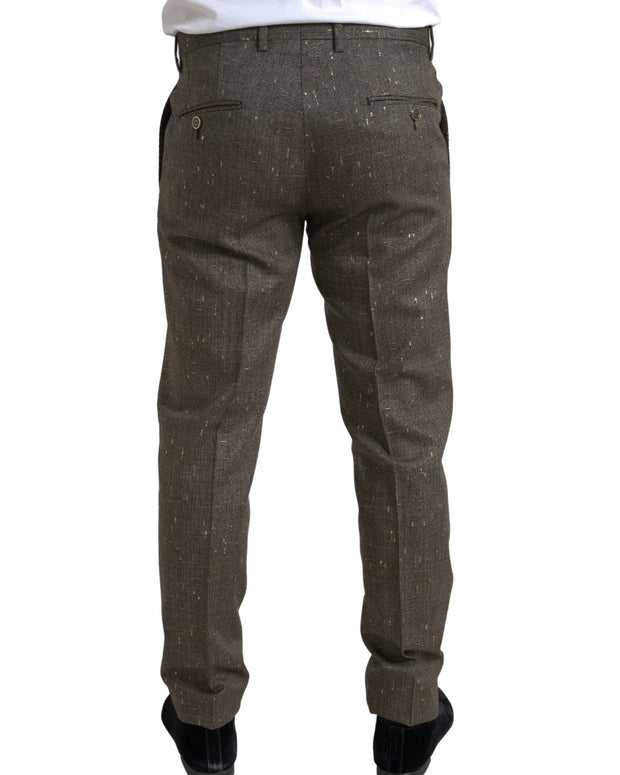Brown Wool Dress Skinny Men Trouser Pants