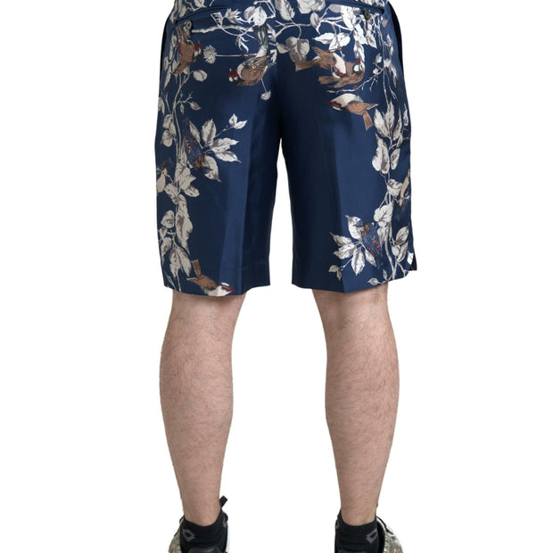 Silken Floral Bermuda Shorts in Blue