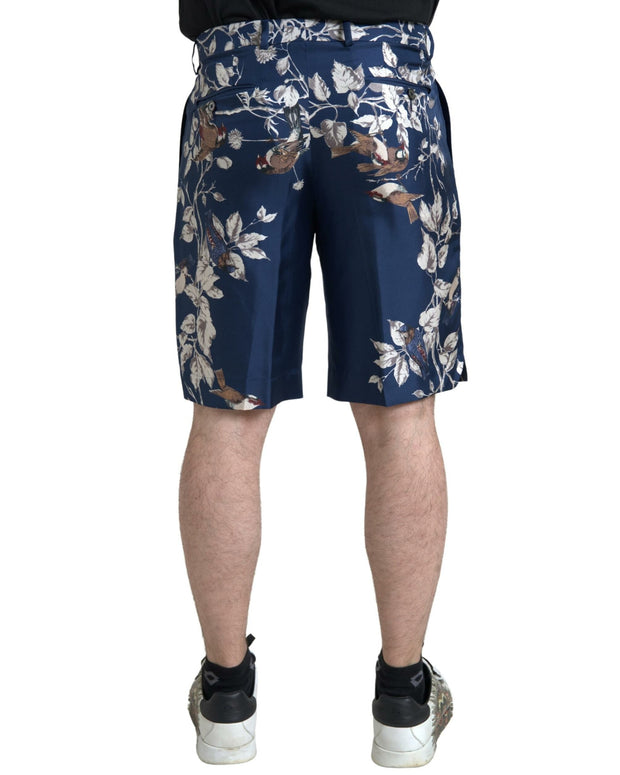 Silken Floral Bermuda Shorts in Blue