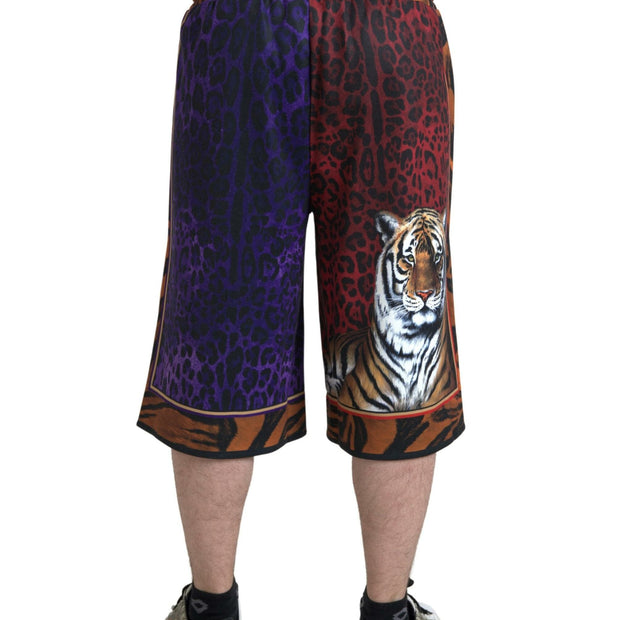 Chic Multicolor Bermuda Shorts with Exotic Print