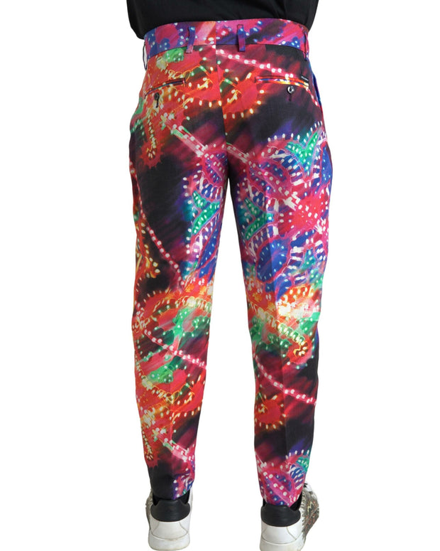 Multicolor Printed Linen Men Trouser Pants