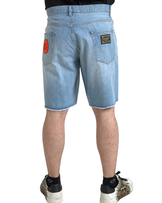 Elegant Light Blue Denim Bermuda Shorts