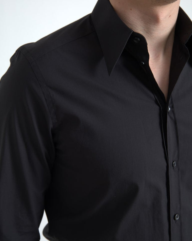 Black Cotton Men Long Sleeves MARTINI Shirt