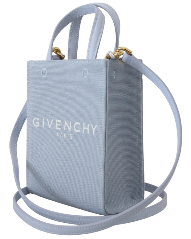 Blue Coated Canvas Vertical Cloud Mini Shoulder Bag
