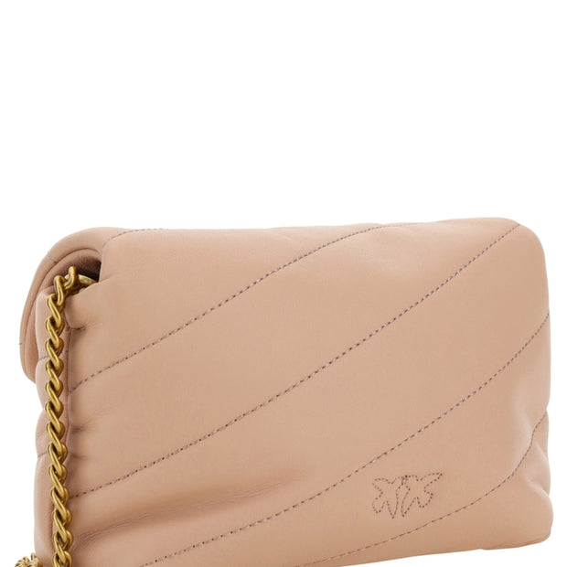 Chic Blush Quilted Crossbody Love Puff Bag