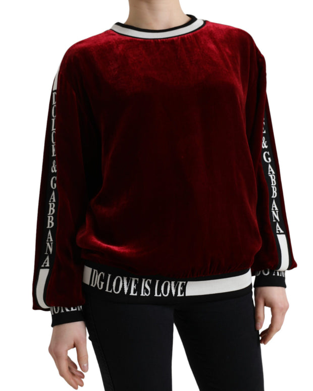 Bordeaux Velvet Crew Neck Pullover Sweater