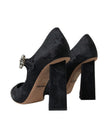 Chic Black Brocade Mary Janes Pumps