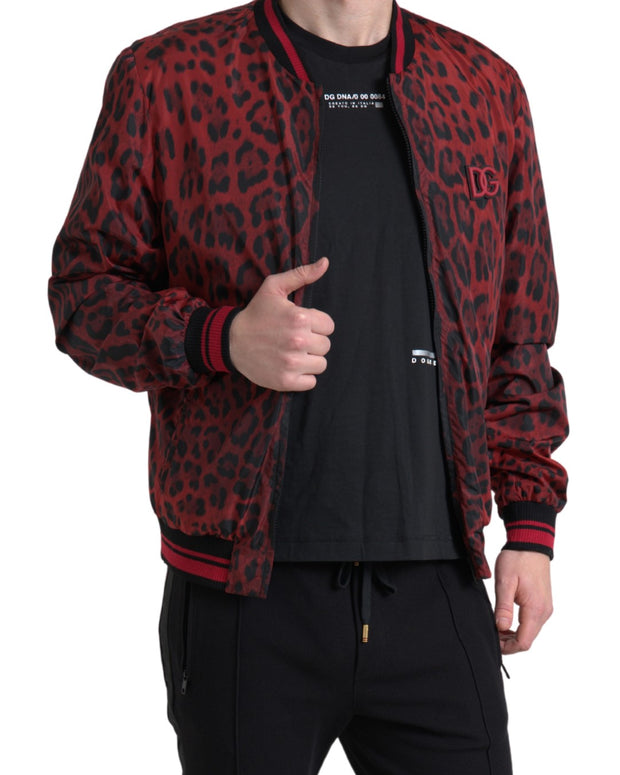 Red Leopard Bomber Short Coat Jacket