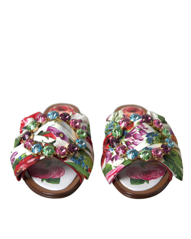 Exquisite Floral Print Flat Sandals