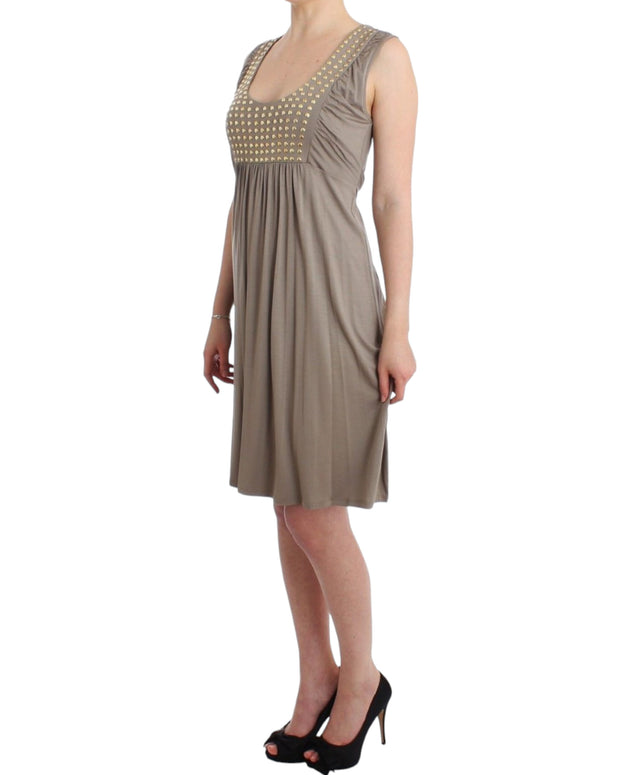 Khaki studded sheath dress