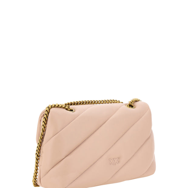 Elegant Light Pink Quilted Shoulder Bag