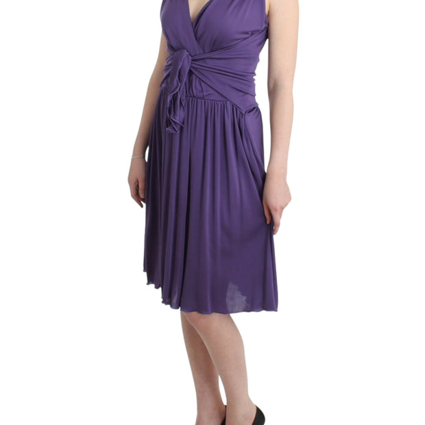 Elegant Purple Knee-Length Jersey Dress