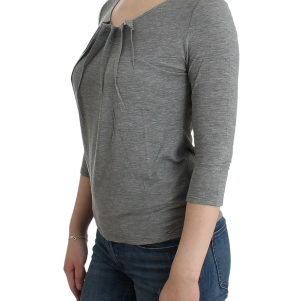 Elegant Gray Cashmere-Blend Jumper