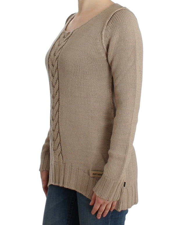 Beige knitted wool sweater